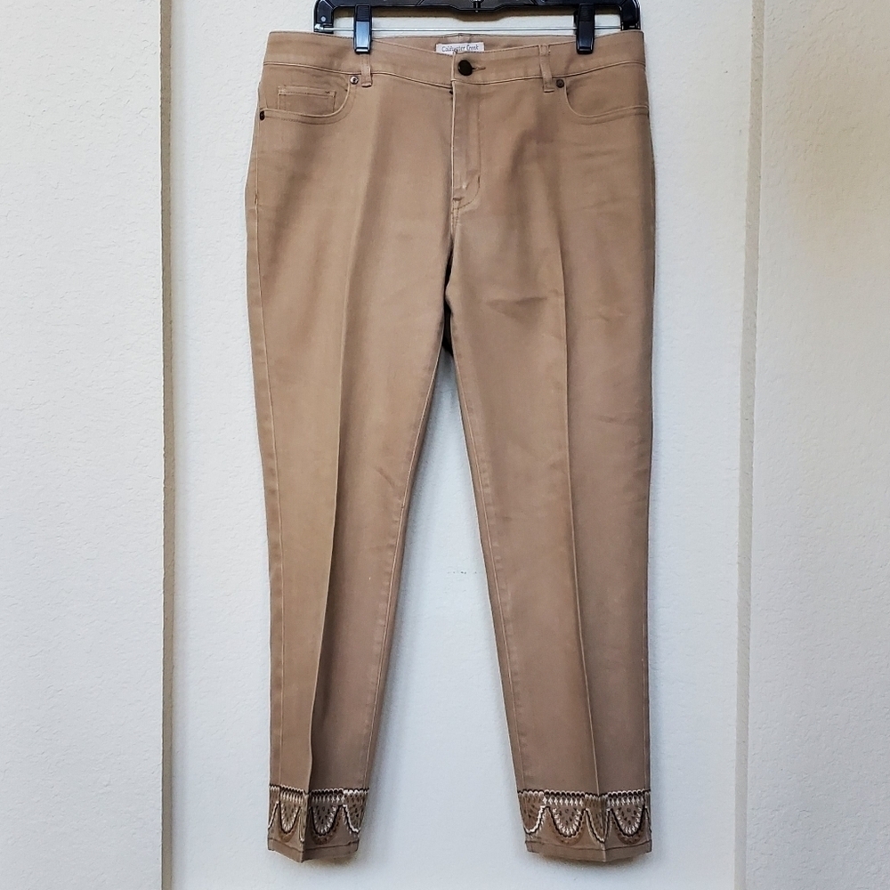 Coldwater Creek Jeans Womens Tan Natural Fit Straight Leg Denim Pants Size 10
